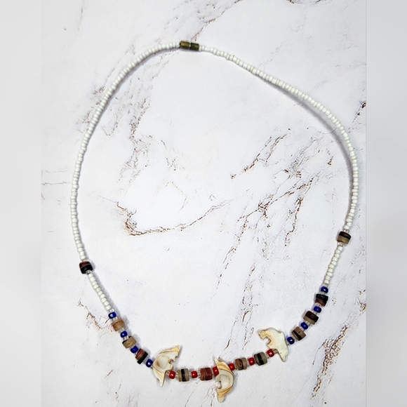 Beads and shells dolphin necklace vintage - Picture 1 of 3